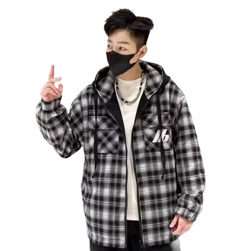 카디건 양면 체크 아우터