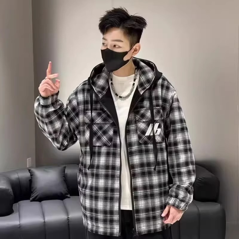 카디건 양면 체크 아우터