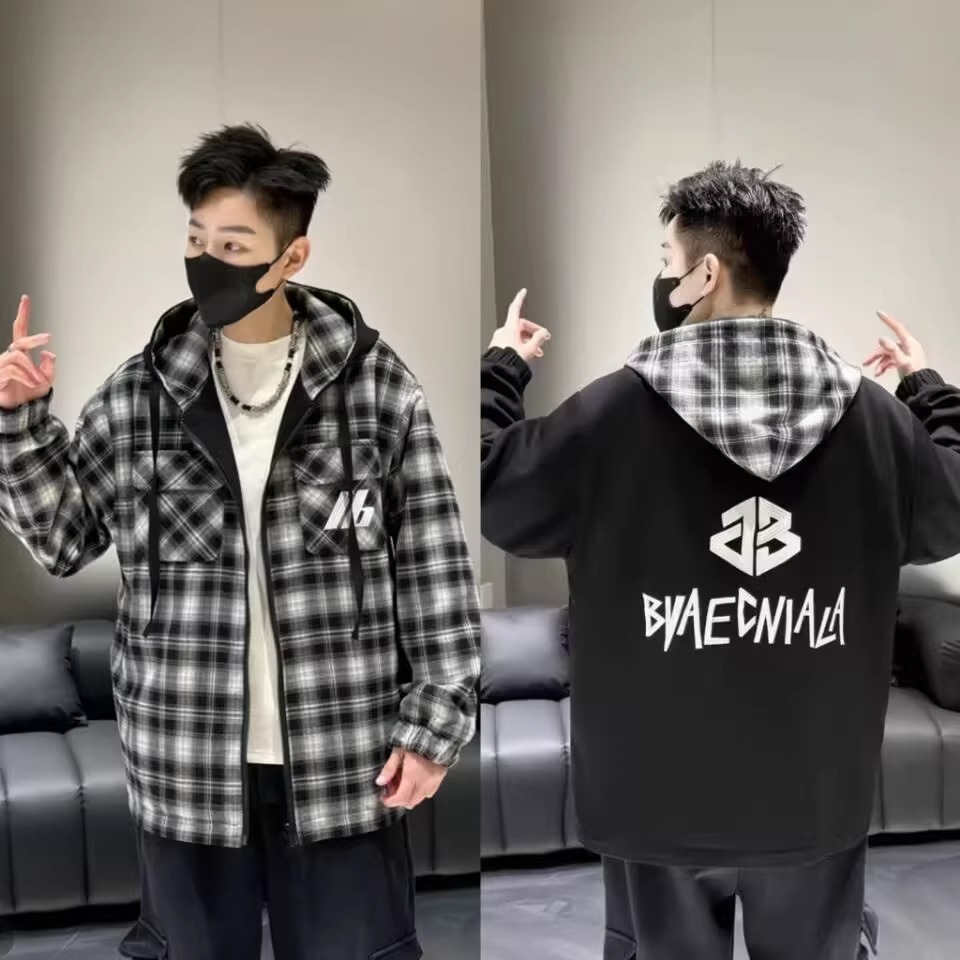 카디건 양면 체크 아우터