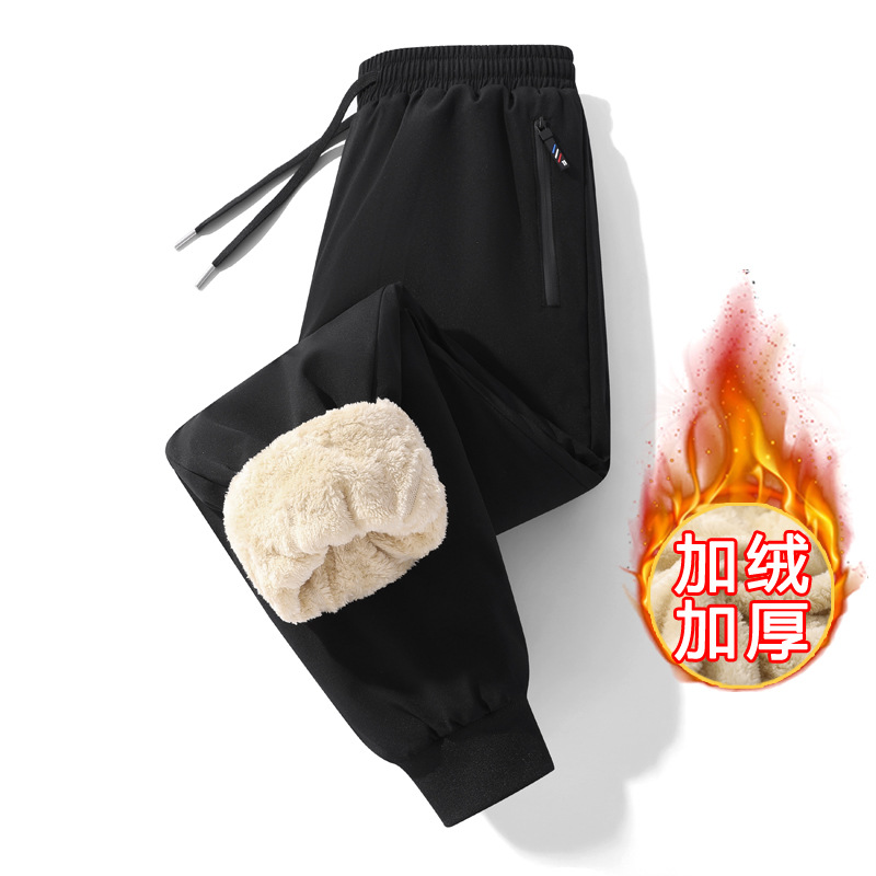 양털 두툼한 남성 면바지 캐주얼 후드바지 남성