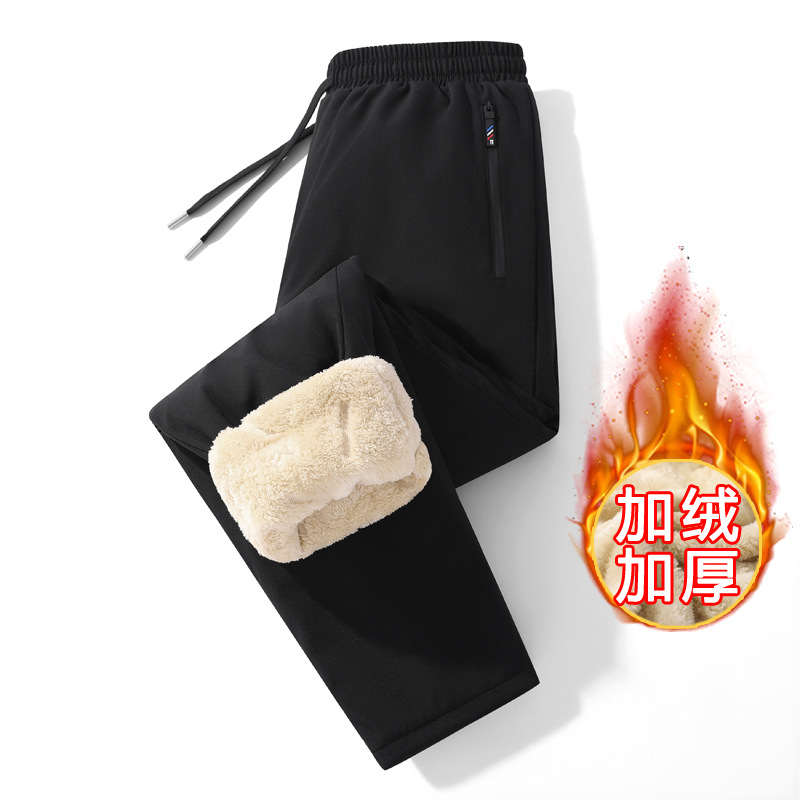 양털 두툼한 남성 면바지 캐주얼 후드바지 남성