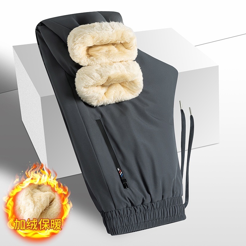 양털 두툼한 남성 면바지 캐주얼 후드바지 남성