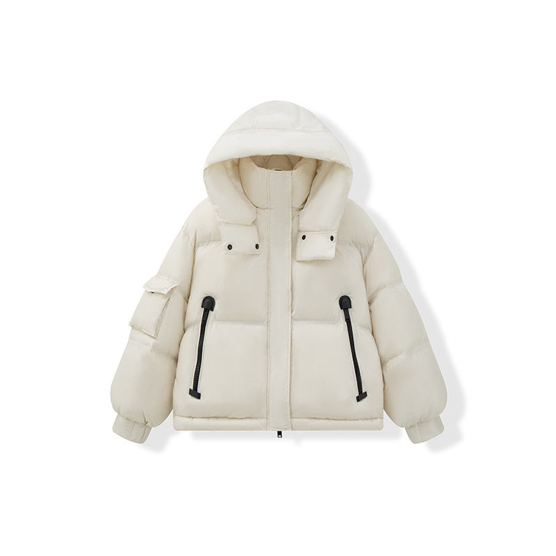 겨울옷 신상 여성복 패딩 후드 칼라식빵 점퍼 흰색 오리털 점퍼 반바지 신상