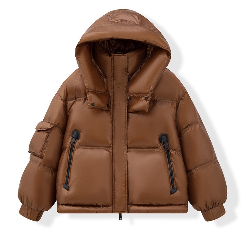 겨울옷 신상 여성복 패딩 후드 칼라식빵 점퍼 흰색 오리털 점퍼 반바지 신상