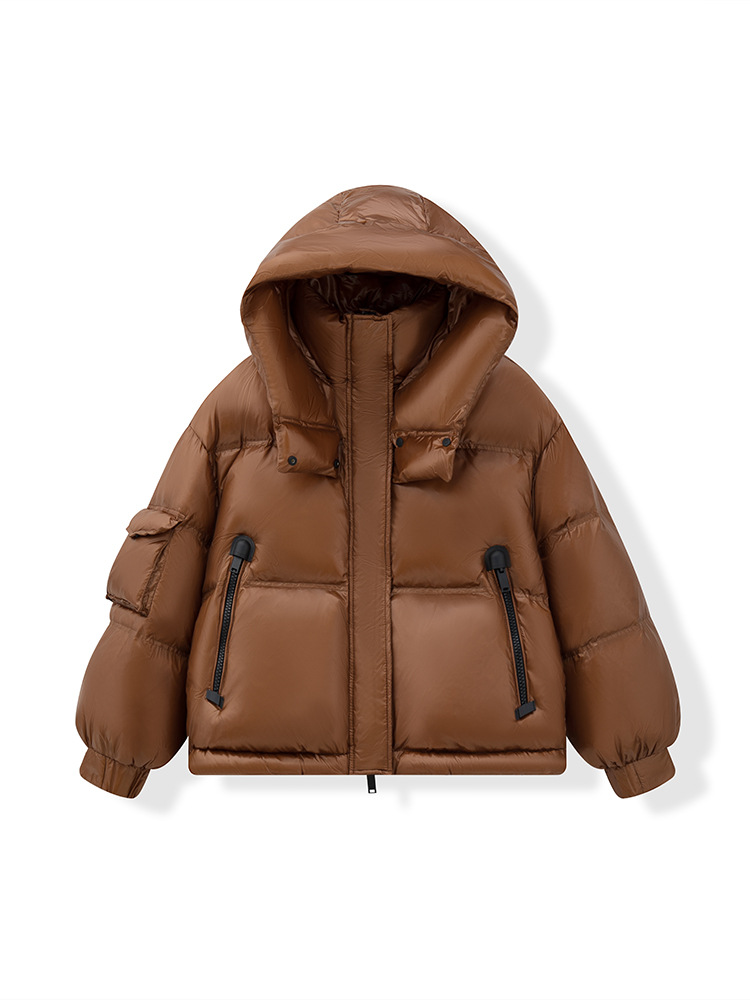 겨울옷 신상 여성복 패딩 후드 칼라식빵 점퍼 흰색 오리털 점퍼 반바지 신상