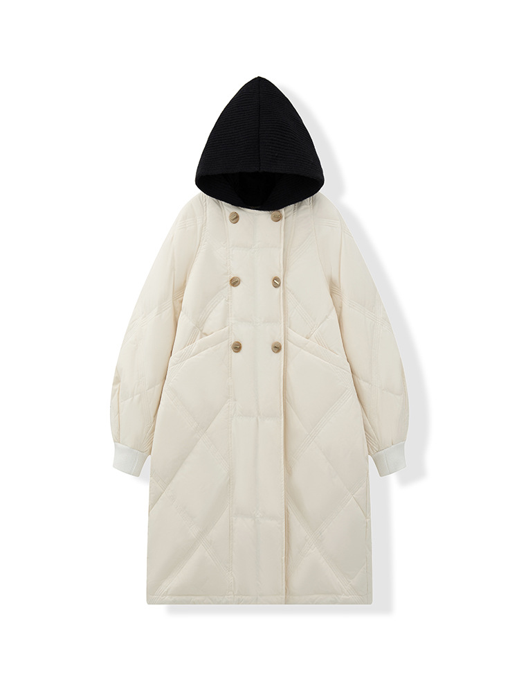 겨울 신상 패딩 2 벌 보온 90 화이트 오리털 비니 롱 패딩 점퍼