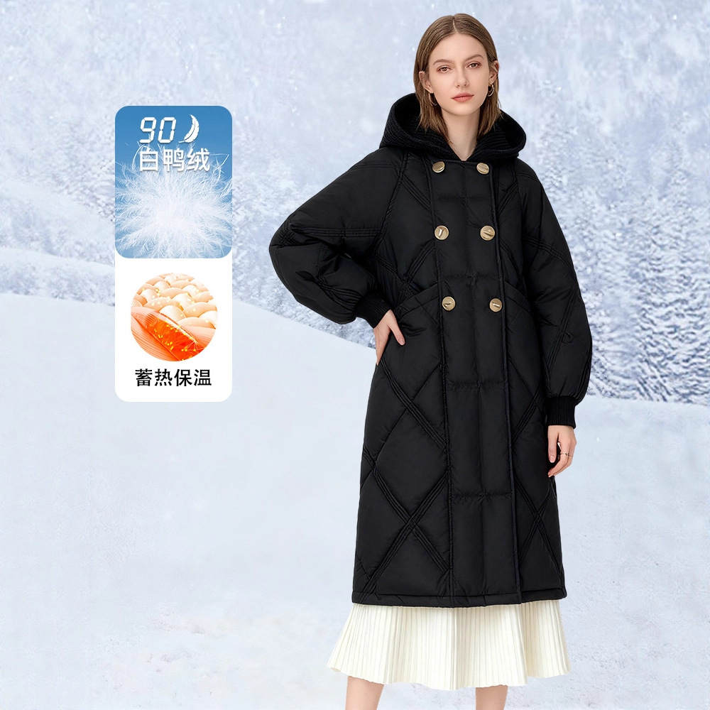 겨울 신상 패딩 2 벌 보온 90 화이트 오리털 비니 롱 패딩 점퍼