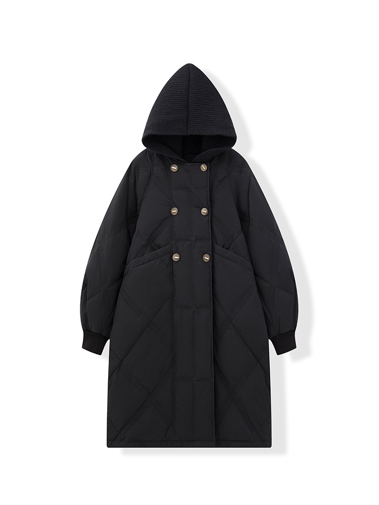 겨울 신상 패딩 2 벌 보온 90 화이트 오리털 비니 롱 패딩 점퍼