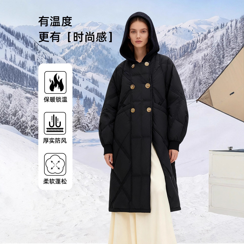 겨울 신상 패딩 2 벌 보온 90 화이트 오리털 비니 롱 패딩 점퍼