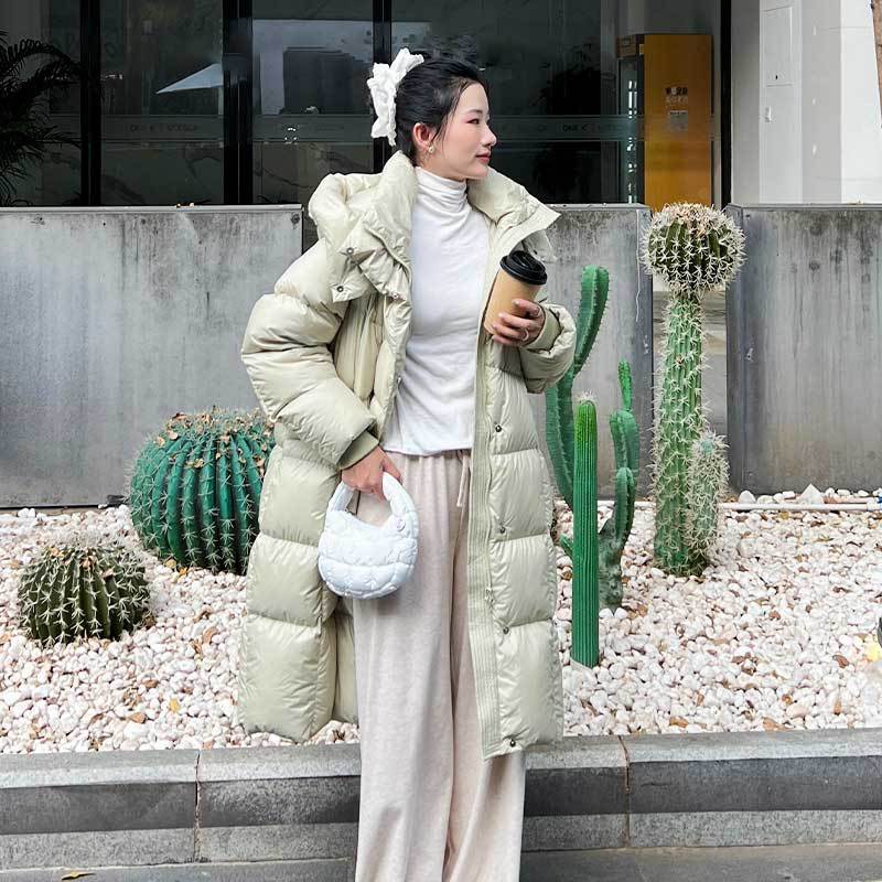고급감 초경량 퍼프 구름 패딩 여성 미들 롱 겨울 신상 90 화이트 오리털 도톰한 점퍼