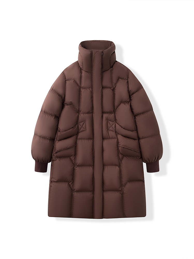 2025 겨울 신상품 여성 미들 기장의 하이엔드 90 화이트 오리털 퍼프 박시하고 날씬해