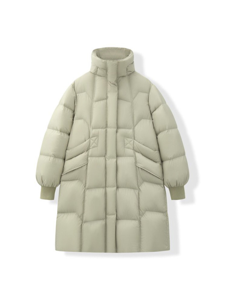 2025 겨울 신상품 여성 미들 기장의 하이엔드 90 화이트 오리털 퍼프 박시하고 날씬해