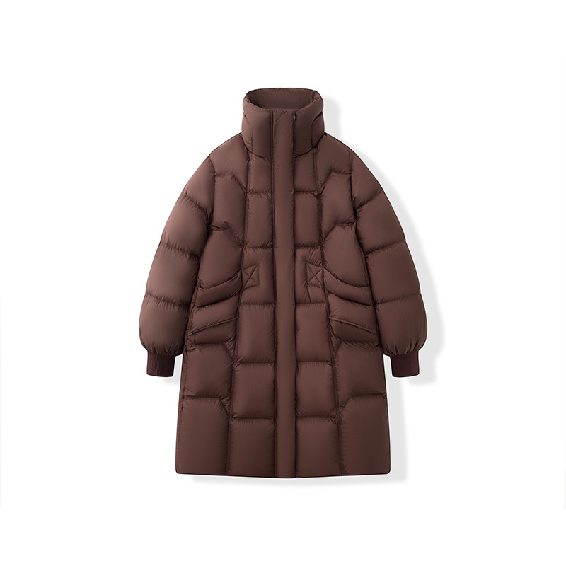 2025 겨울 신상품 여성 미들 기장의 하이엔드 90 화이트 오리털 퍼프 박시하고 날씬해