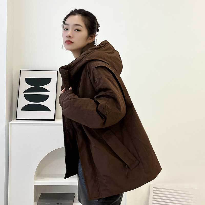 야상 패딩 카고 산계 스포츠 패딩 화이트 오리털 남녀복 커플용 후드 점퍼