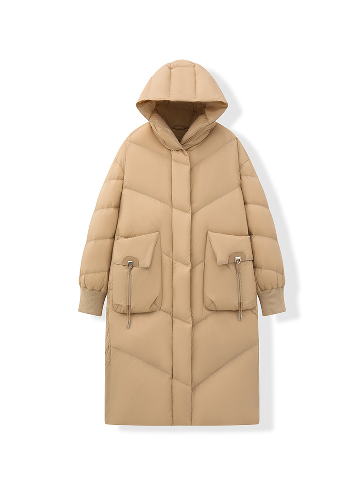 가을겨울 패딩 점퍼 후드 퍼프 화이트 오리털 빵점퍼 가벼운 미들 롱 점퍼