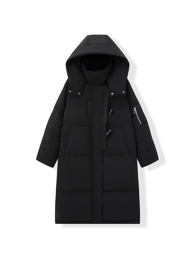 패딩 동복 신상 여성 한국판 루즈한 패딩 점퍼에 롱 점퍼 흰색 오리털 다운 후드 칼라