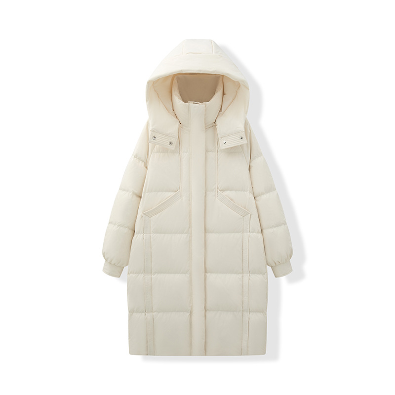 90 화이트 오리털 겨울 신상 패딩 여성 미들 기장의 도톰한 초롱 코리아 고급감 점퍼 후드