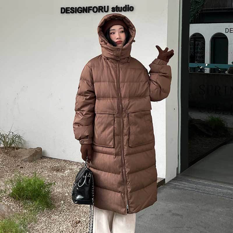 롱 벨벳 기장의 벨벳 90 벨벳 후드 루스한 코트 통근 느낌의 감촉의 여성복