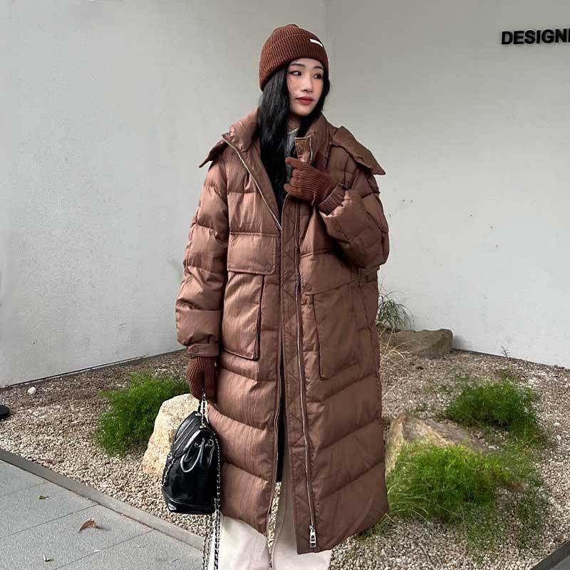 롱 벨벳 기장의 벨벳 90 벨벳 후드 루스한 코트 통근 느낌의 감촉의 여성복