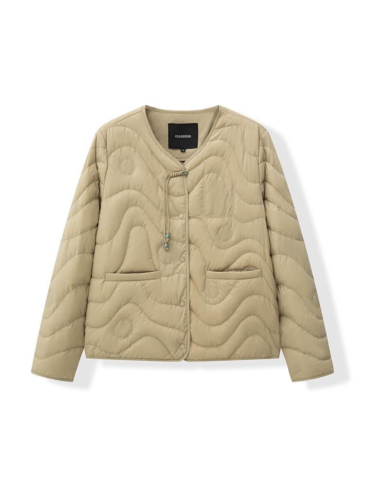 얇은 구스다운 여성복 가을 겨울 신상품 신중국식 외투 패턴 퀼팅 인텐더 계열 크루넥 다운