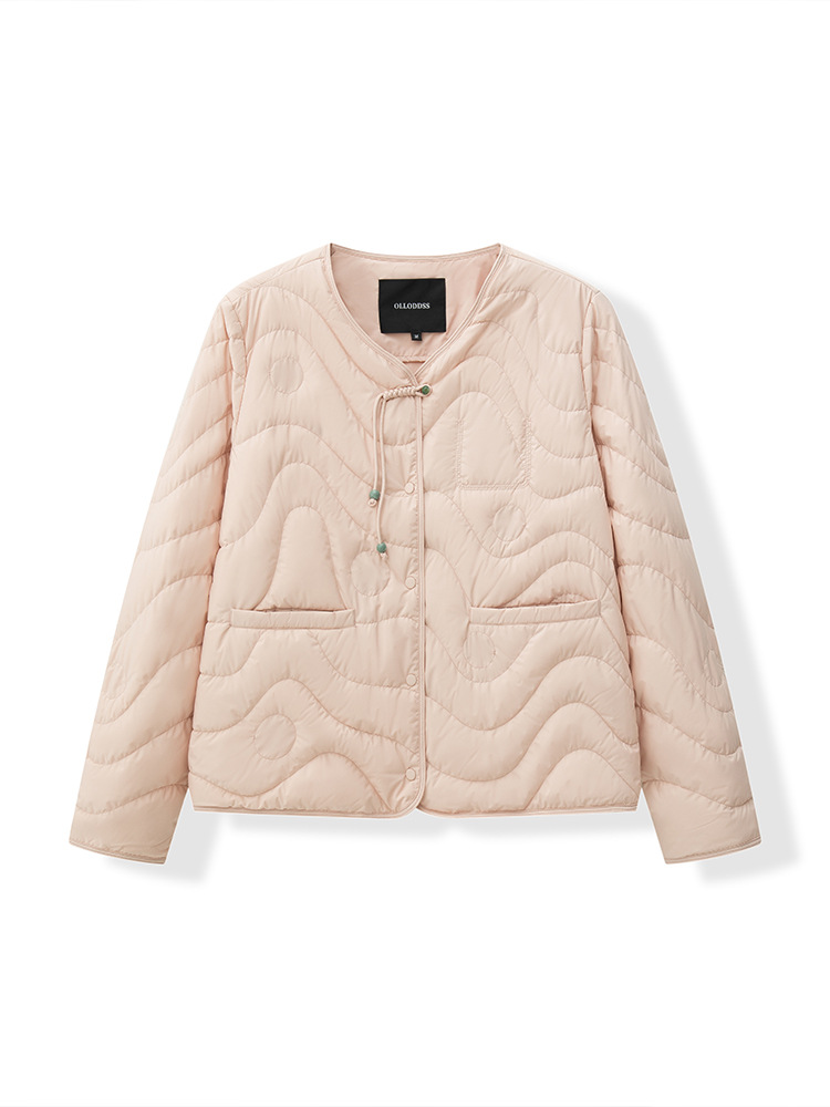 얇은 구스다운 여성복 가을 겨울 신상품 신중국식 외투 패턴 퀼팅 인텐더 계열 크루넥 다운