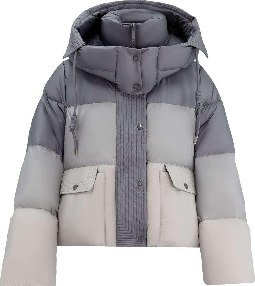 쇼트 기장의 고급스러운 컬러감의 다운점퍼와 트렌디한 키 방한 빵복 아우터