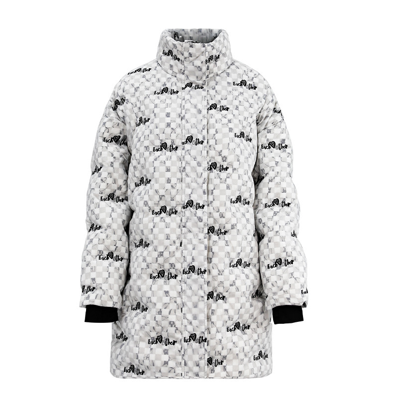 2025 신상품 유미 롱 체판 자수 고급 감각의 스타일리시한 빵옷 내추럴 아우터 다운