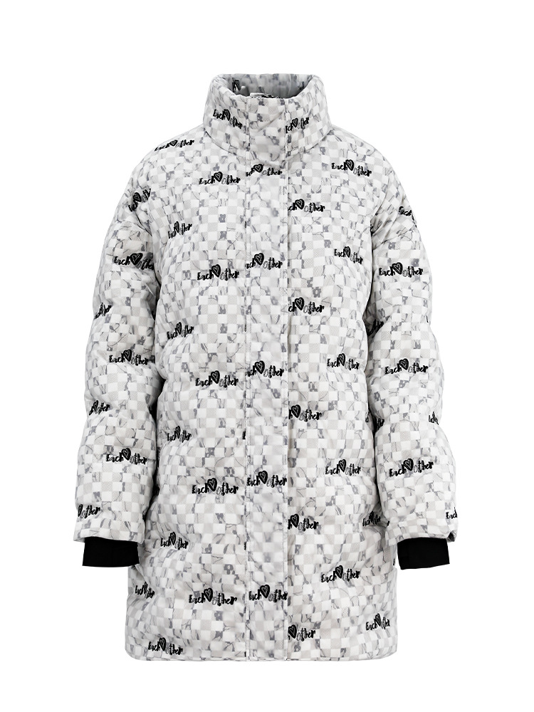 2025 신상품 유미 롱 체판 자수 고급 감각의 스타일리시한 빵옷 내추럴 아우터 다운