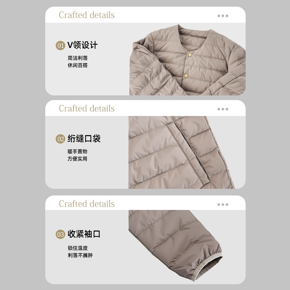 신상 얇은 경량 패딩 가을겨울 여성 짧은 라운드 칼라 얇은 트렌드 오리털 속관 슬림 안에 이너 점퍼