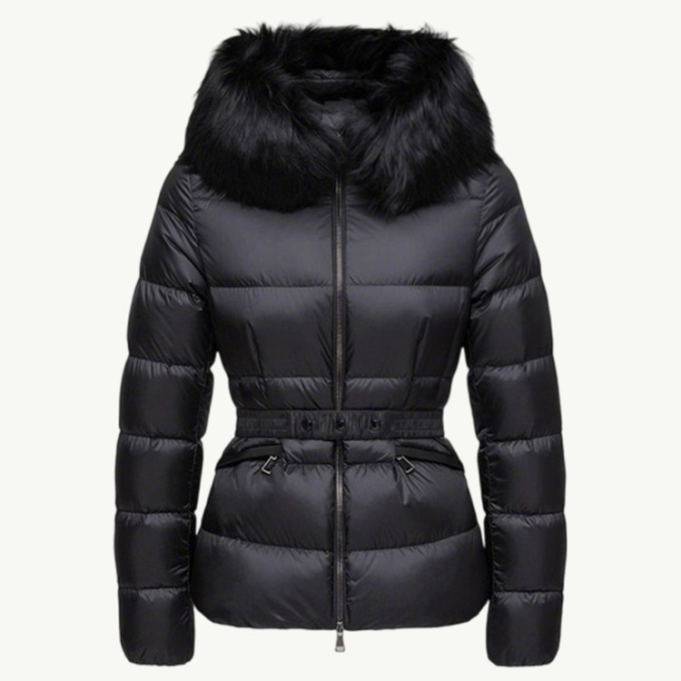 가을 겨울 boed 퍼 구스다운 신상 여성 보온 쇼트 후드 슬림핏 벨트 다운 점퍼입니다