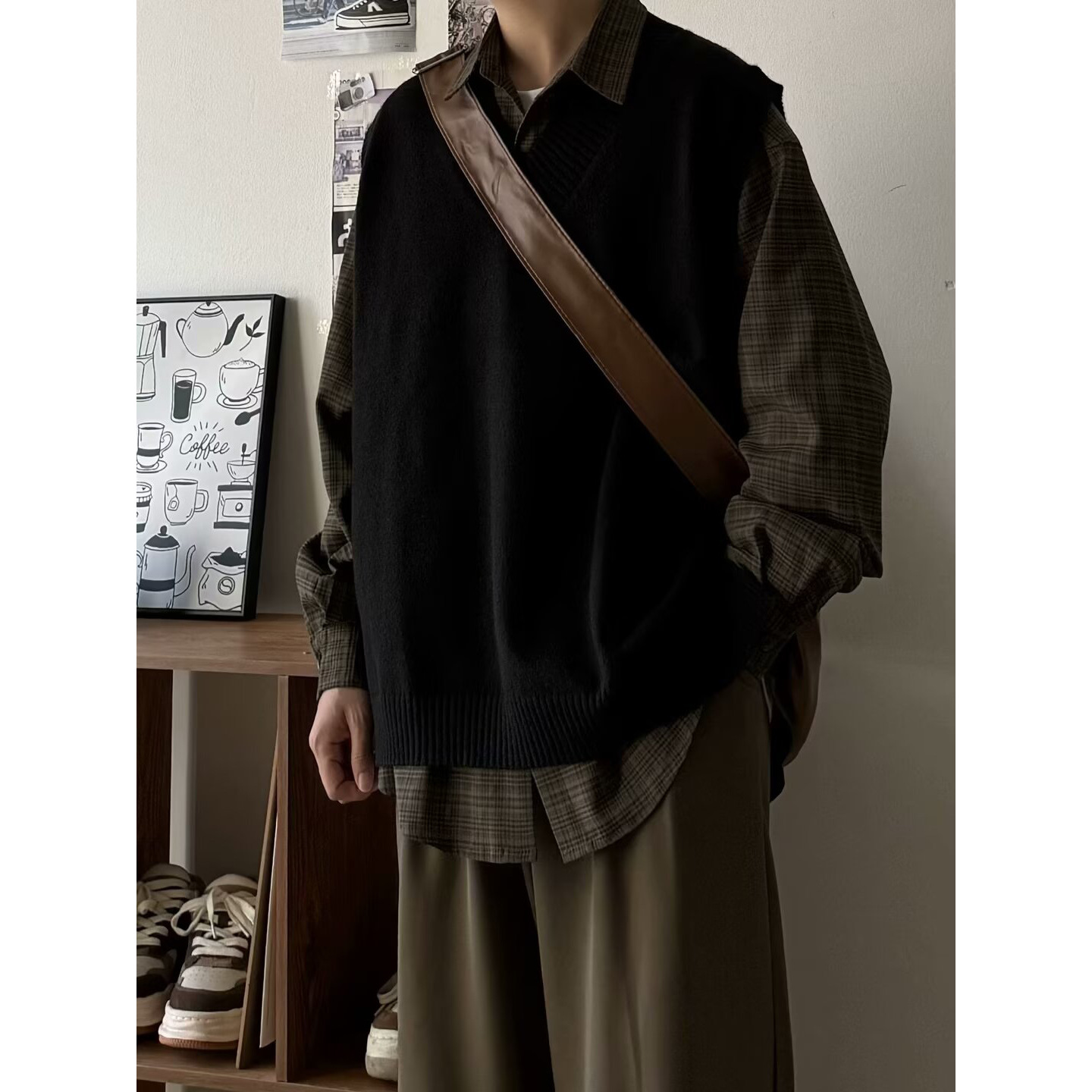 브이넥 베스트 니트 니트 남성 민소매 조끼