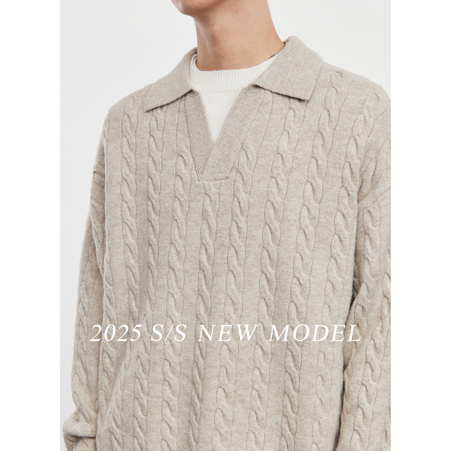 한국판 패치 투피스 터틀넥 니트 남성용 루스한 가을 탑 트렌디