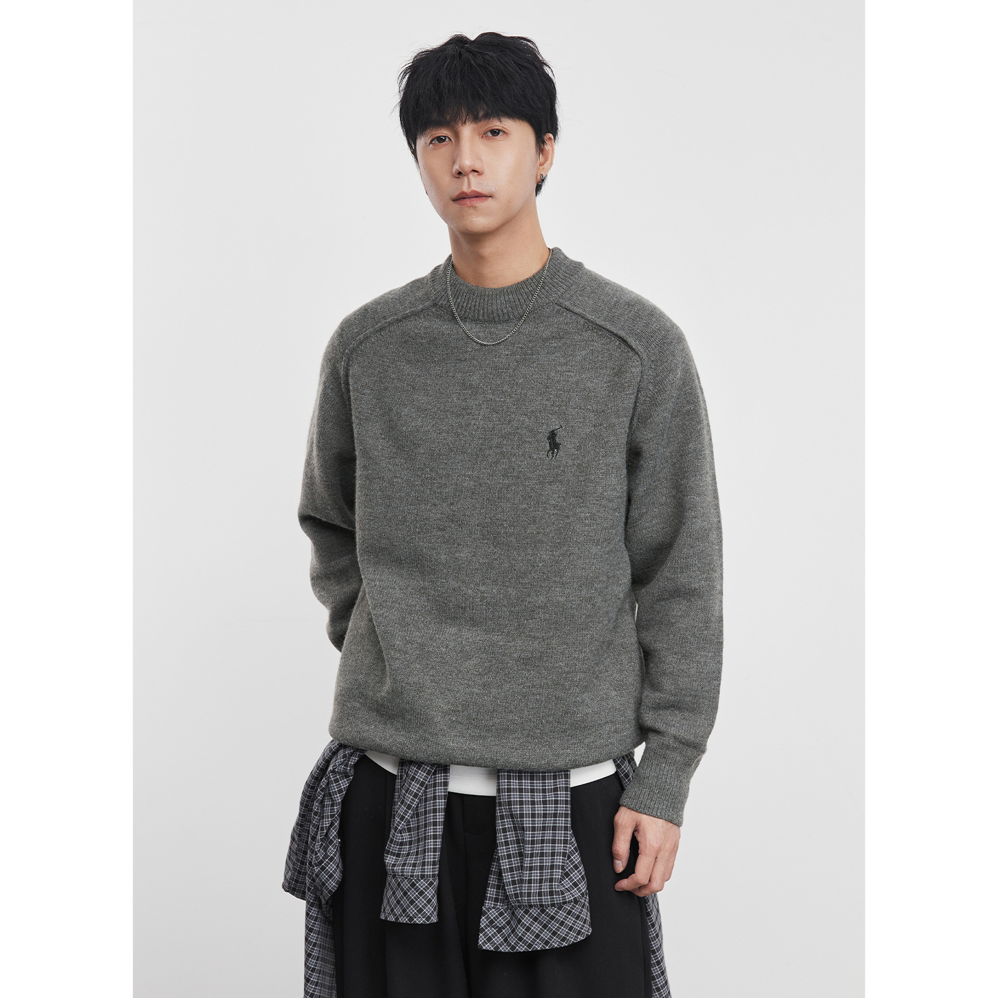 가을겨울 라운드넥 니트 남성 경숙함 한식의 루즈핏 니트 남성 보온 이너