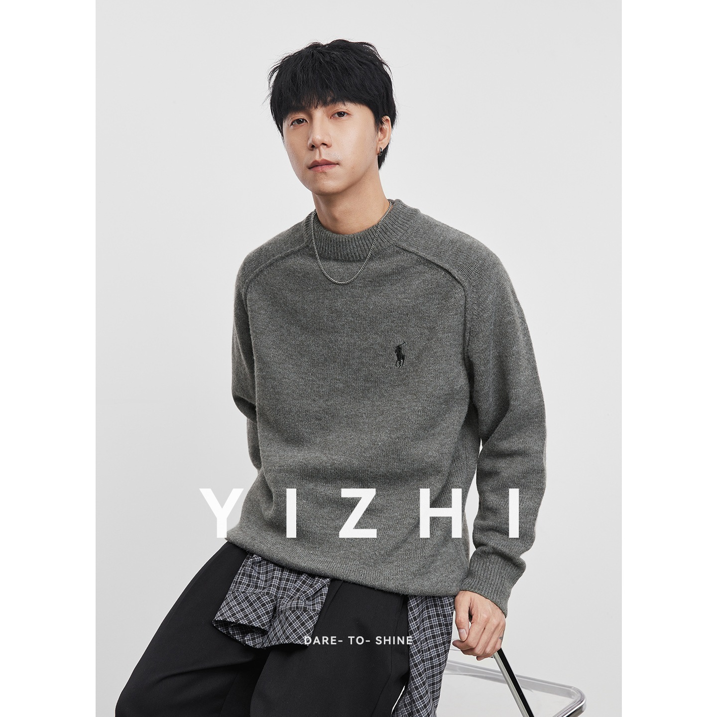 가을겨울 라운드넥 니트 남성 경숙함 한식의 루즈핏 니트 남성 보온 이너