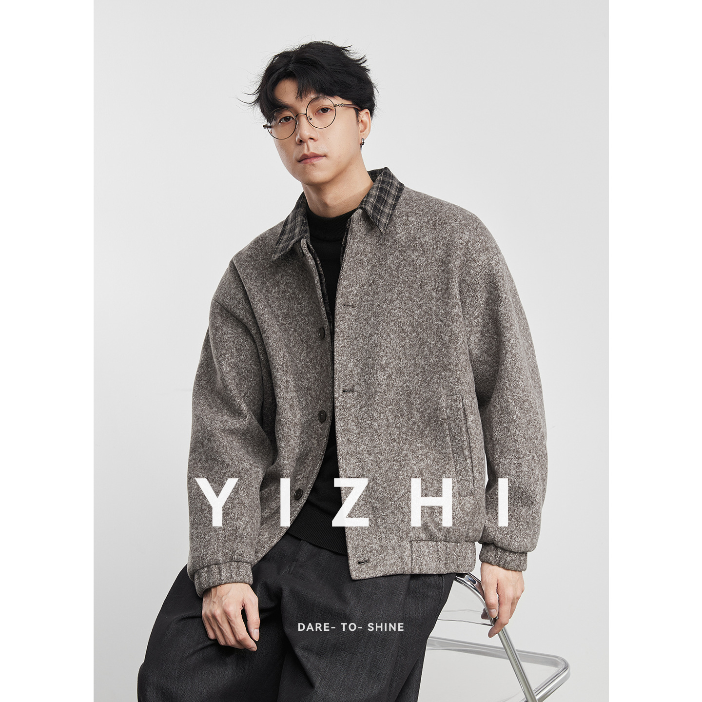 페이크 투 체크 카디건 기모 재킷 가을 겨울 터틀 혼방 코트 코트