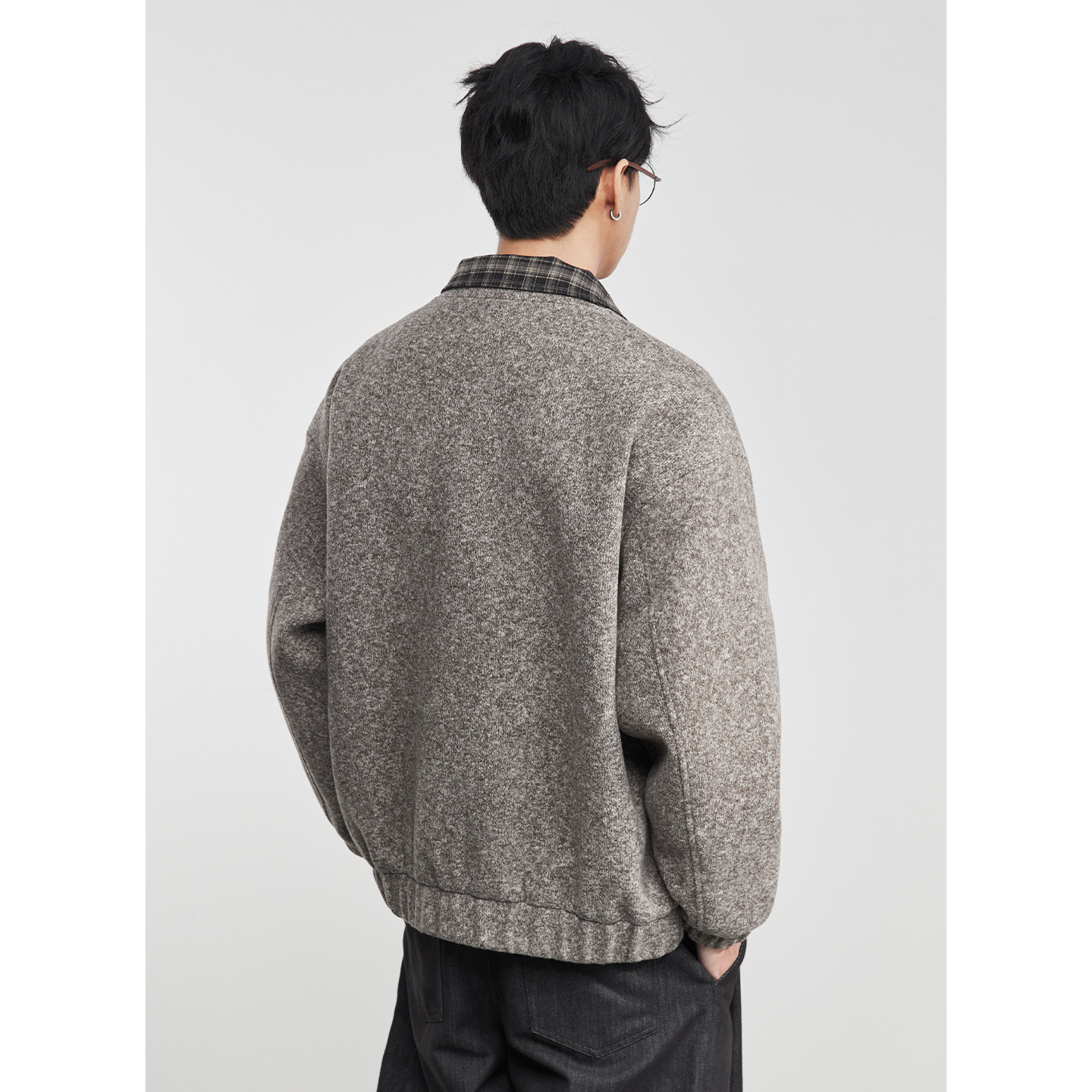 페이크 투 체크 카디건 기모 재킷 가을 겨울 터틀 혼방 코트 코트