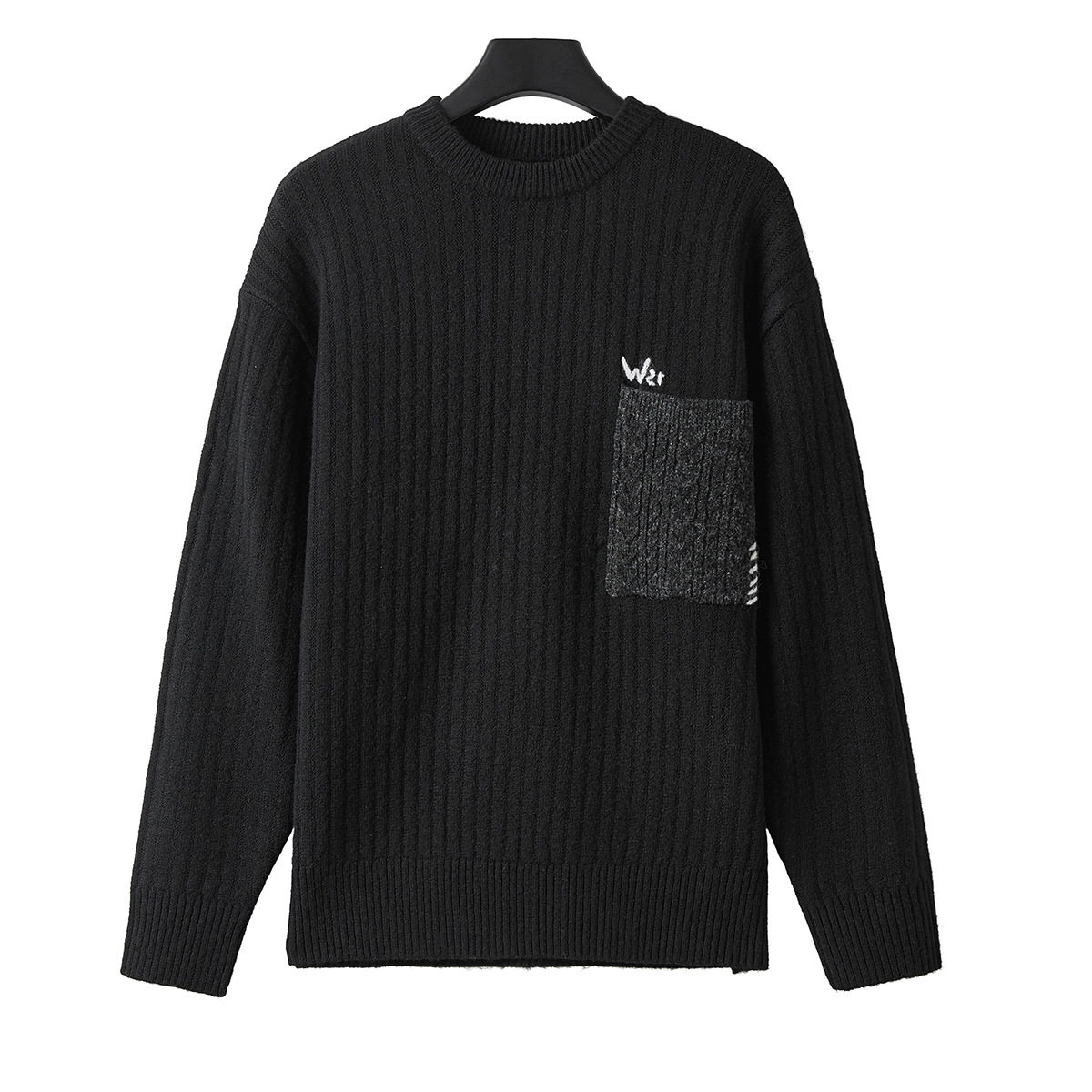 울 혼방 콜라보레이션 컬러 포켓 스웨터 남성 가을 겨울 트렌드 브랜드 남성복 라지 사이즈 고급스러움