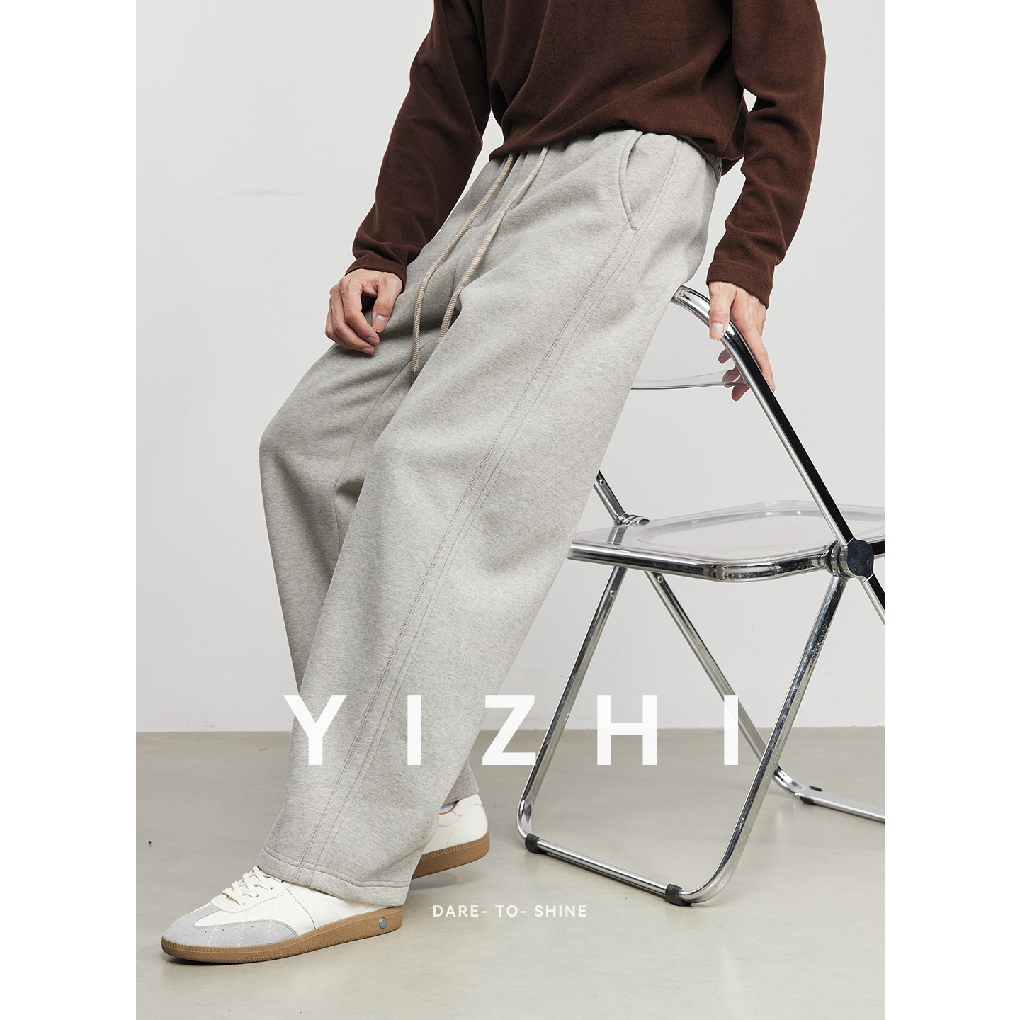 남성 기모 통 캐주얼 가을겨울 슬랙스 솔리드 와이드 스타일 롱 팬츠입니다