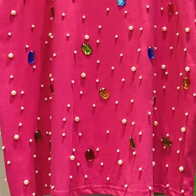 타이 패션 비딩 다이아몬드 반팔 티셔츠