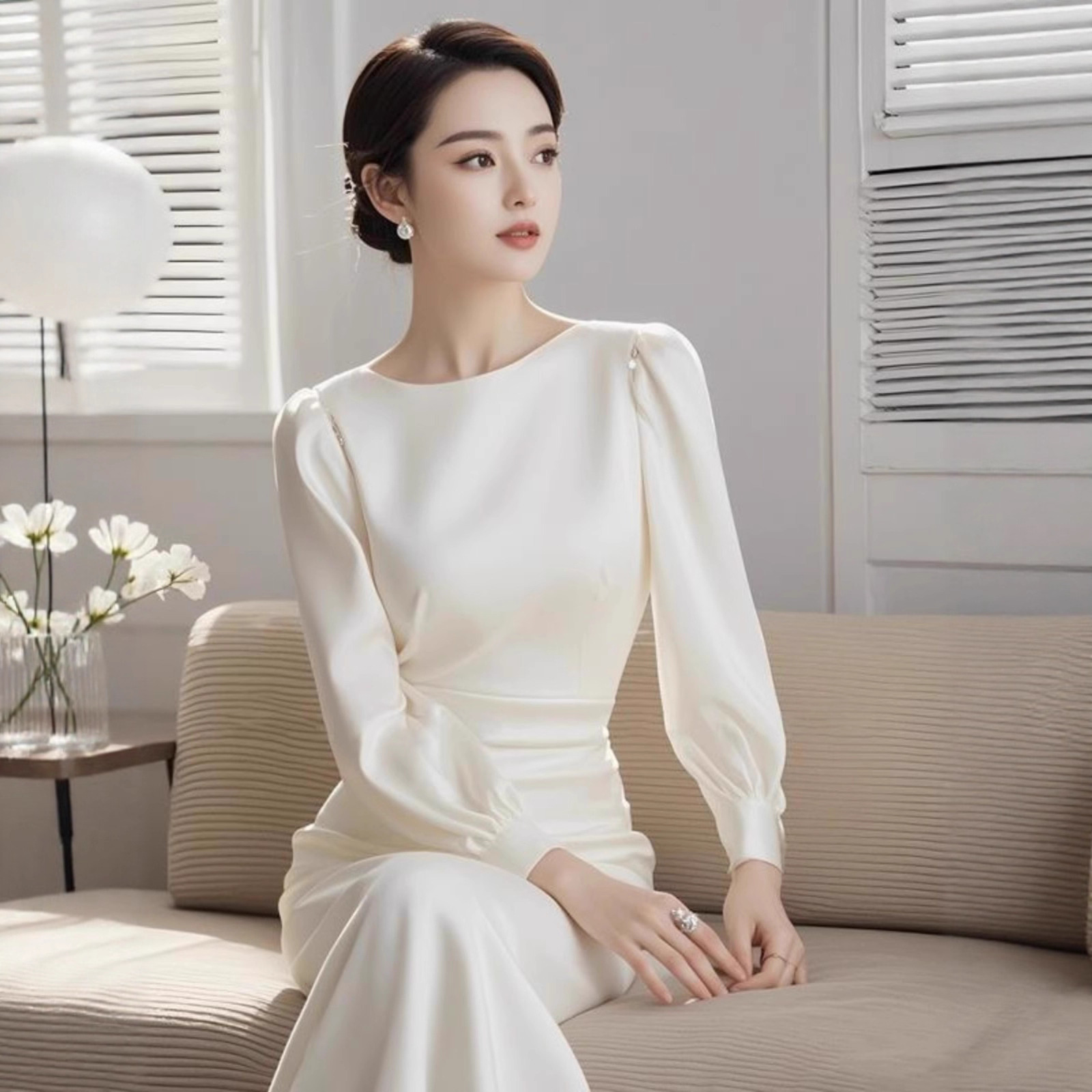 네임 여신 핑크 허리 조임 원피스