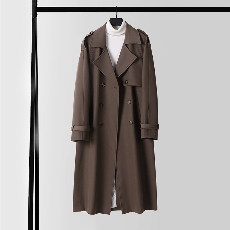 하이엔드 롱 남성 트렌치코트 라지 사이즈 신상 가을 겨울 더블 버튼 방풍 방수 루즈핏 코트입니다
