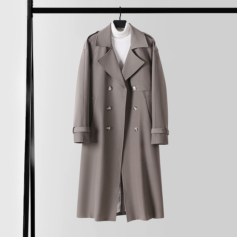하이엔드 롱 남성 트렌치코트 라지 사이즈 신상 가을 겨울 더블 버튼 방풍 방수 루즈핏 코트입니다