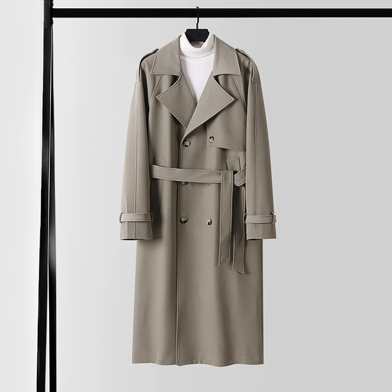 하이엔드 롱 남성 트렌치코트 라지 사이즈 신상 가을 겨울 더블 버튼 방풍 방수 루즈핏 코트입니다