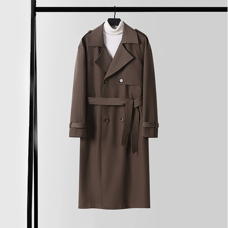 하이엔드 롱 남성 트렌치코트 라지 사이즈 신상 가을 겨울 더블 버튼 방풍 방수 루즈핏 코트입니다