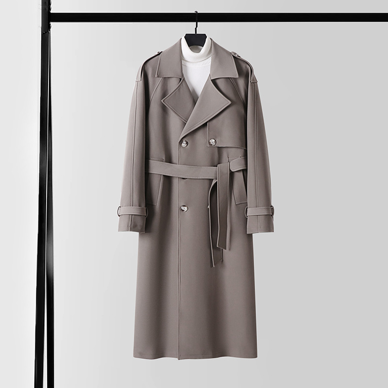 하이엔드 롱 남성 트렌치코트 라지 사이즈 신상 가을 겨울 더블 버튼 방풍 방수 루즈핏 코트입니다