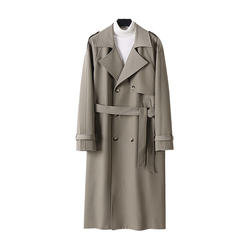 하이엔드 롱 남성 트렌치코트 라지 사이즈 신상 가을 겨울 더블 버튼 방풍 방수 루즈핏 코트입니다