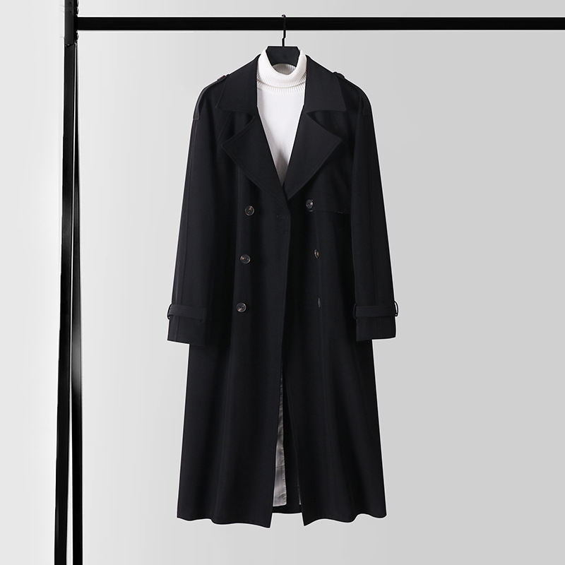 하이엔드 롱 남성 트렌치코트 라지 사이즈 신상 가을 겨울 더블 버튼 방풍 방수 루즈핏 코트입니다