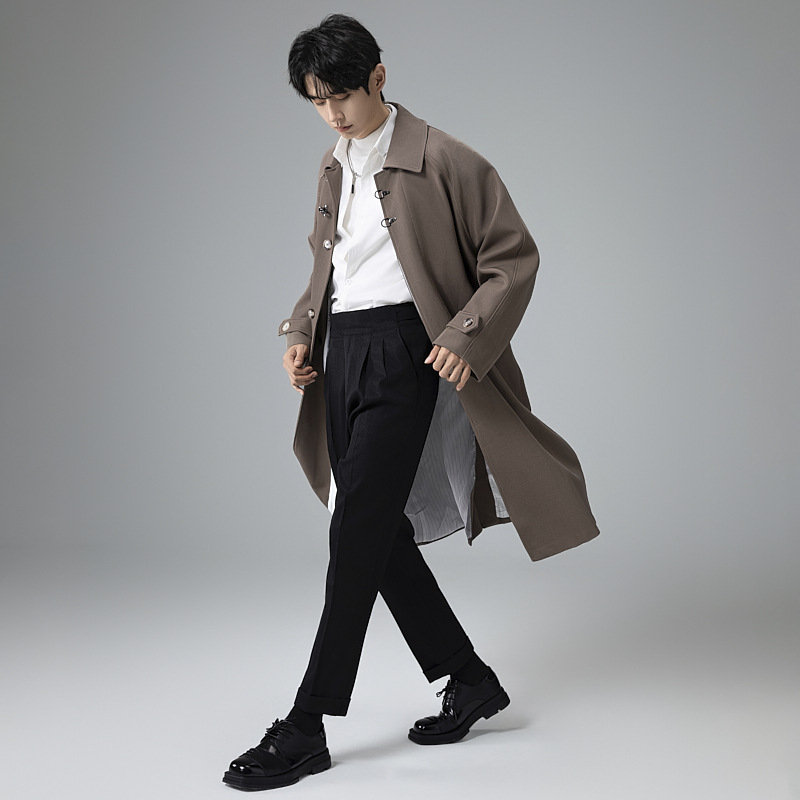 롱 트렌치코트남 오버사이즈, 롱 보디, 롱 보디, 무릎까지 내려오는 오버사이즈 코트, 키 큰 가을겨울남