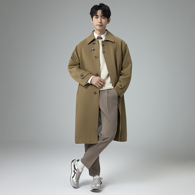 롱 트렌치코트남 오버사이즈, 롱 보디, 롱 보디, 무릎까지 내려오는 오버사이즈 코트, 키 큰 가을겨울남