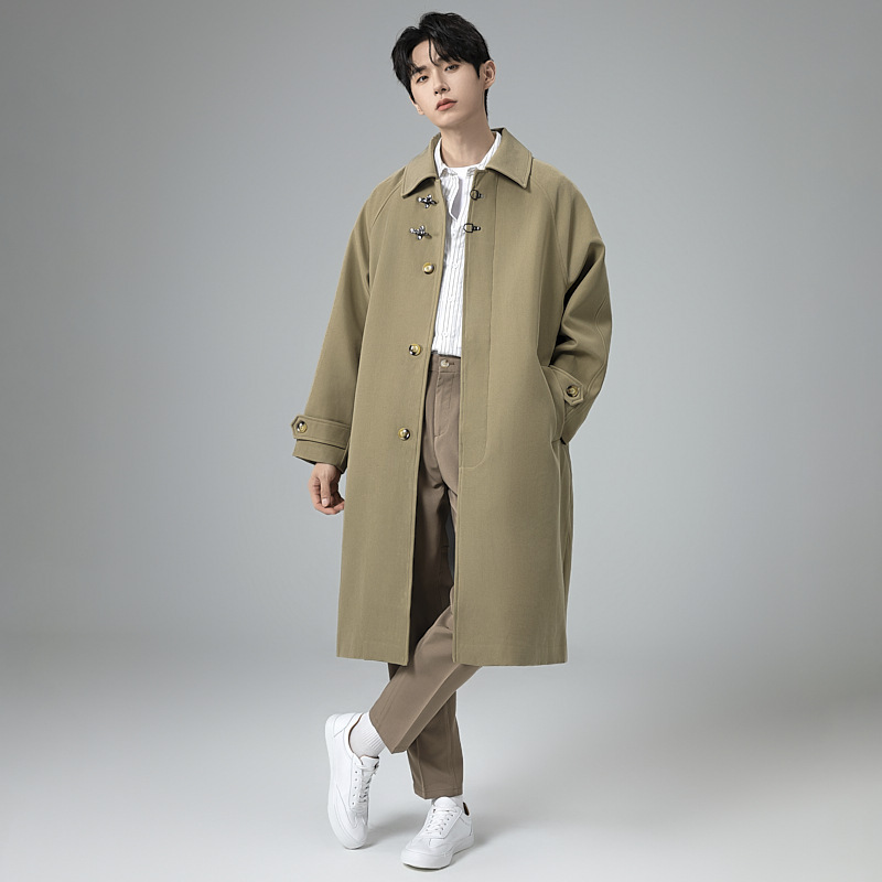 롱 트렌치코트남 오버사이즈, 롱 보디, 롱 보디, 무릎까지 내려오는 오버사이즈 코트, 키 큰 가을겨울남